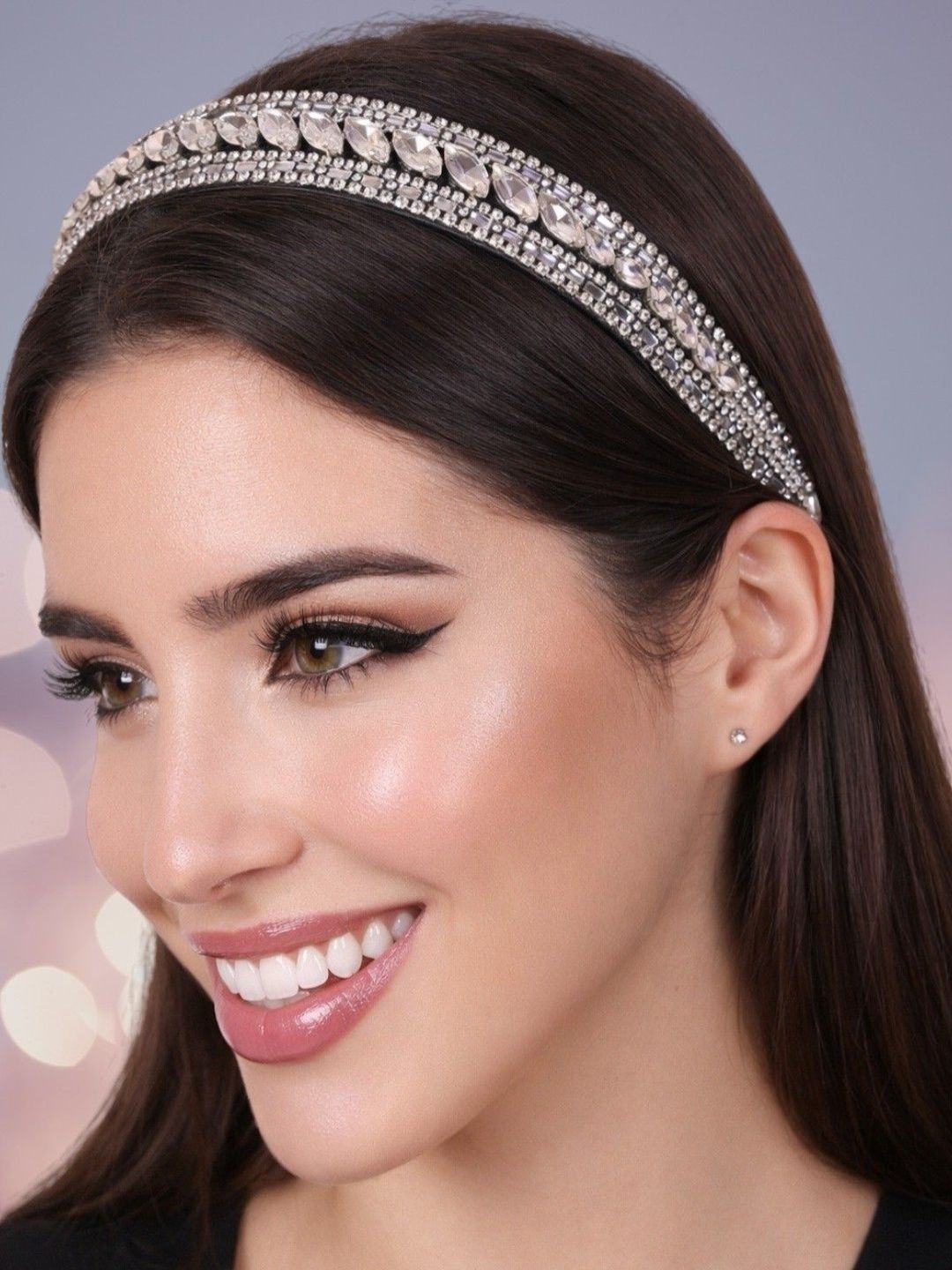OOMPH Women Crystal Embellished Padded Hairband-image-4
