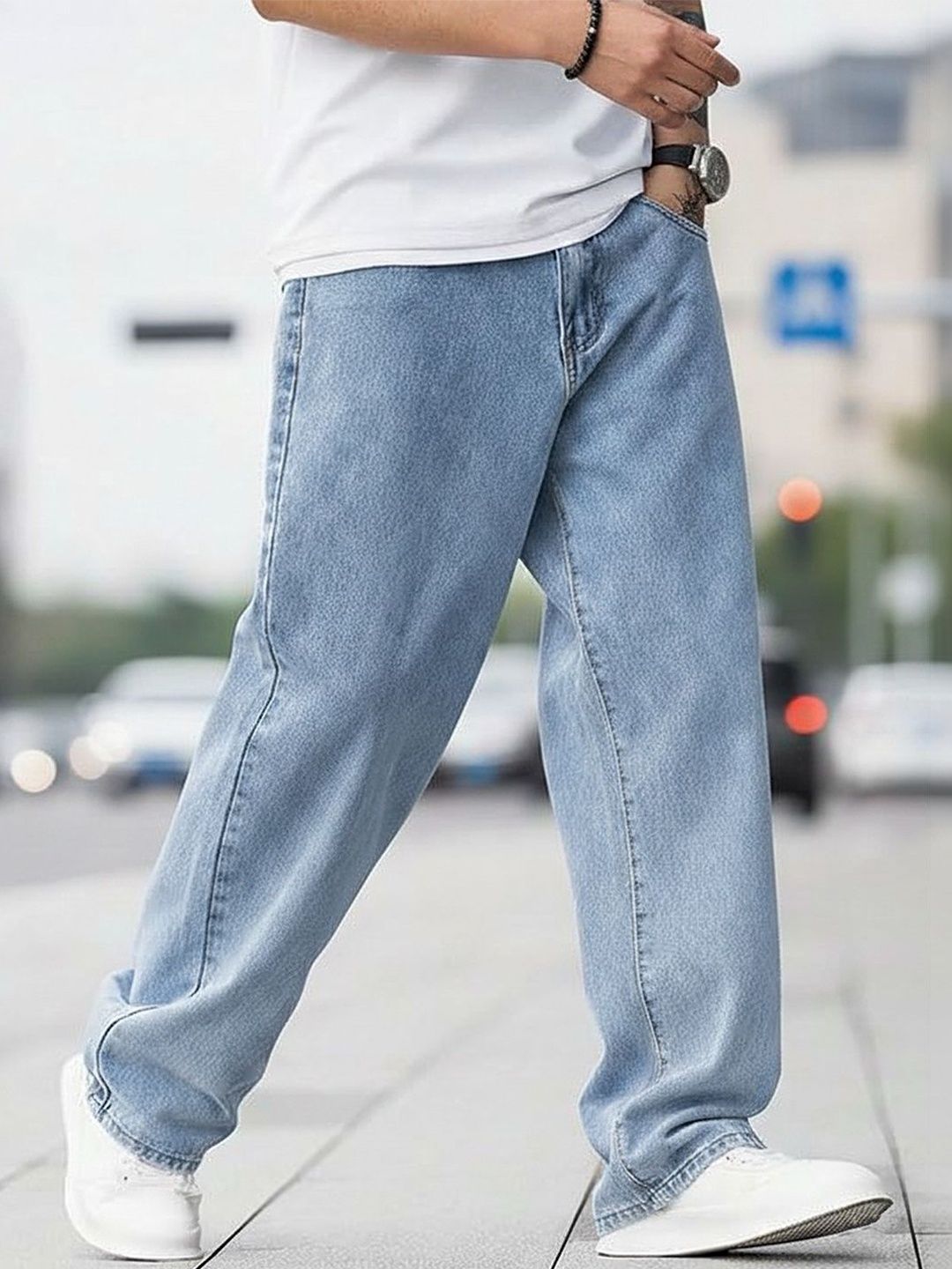 UNITED DENIM Men Loose Relaxed Fit Mid-Rise Stretchable Jeans-picture-32
