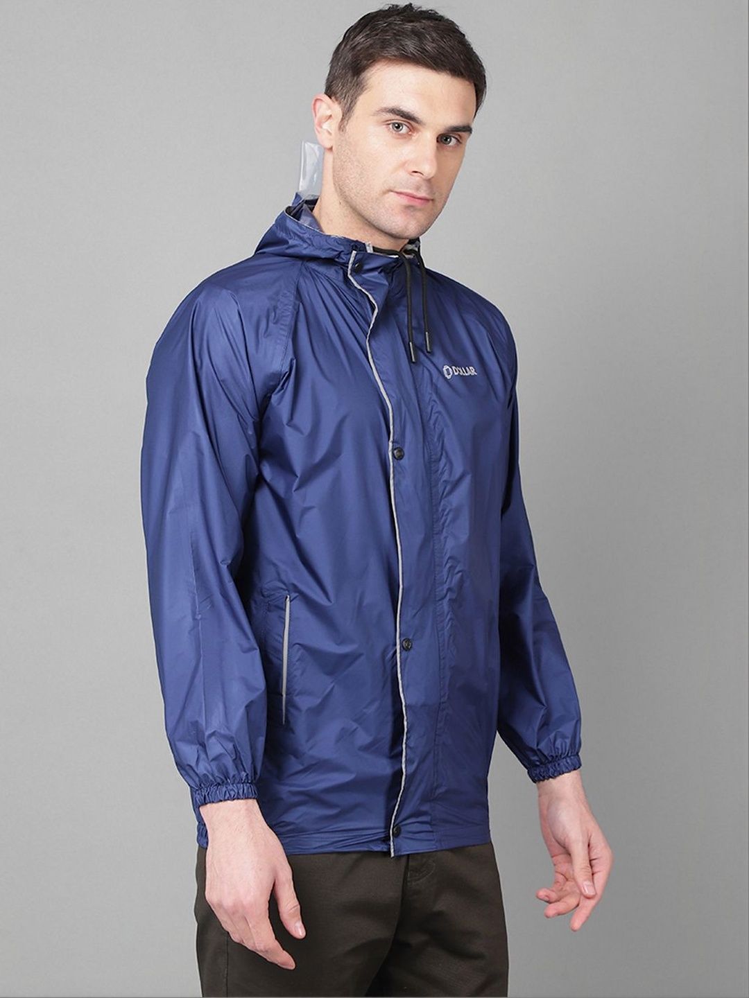 Dollar Men Waterproof PVC Rain Jacket Hooded Zipper Button Pockets-image-47