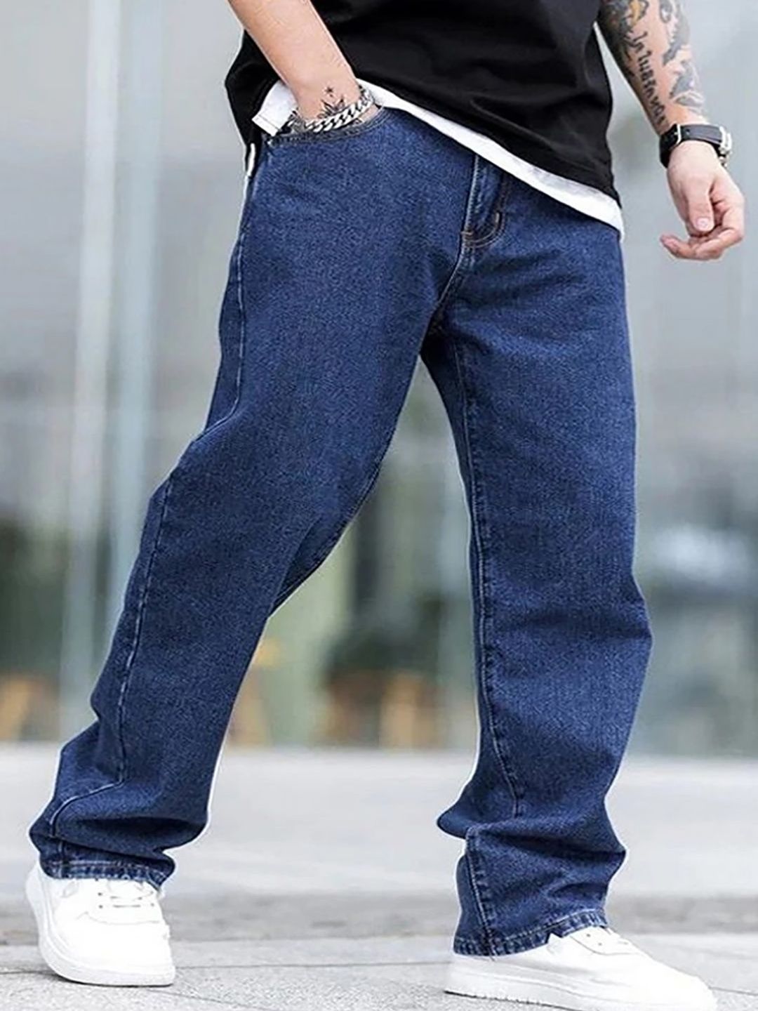 UNITED DENIM Men Loose Relaxed Fit Mid-Rise Stretchable Jeans-picture-47
