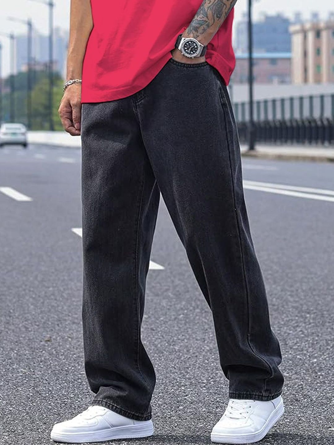 UNITED DENIM Men Loose Relaxed Fit Mid-Rise Stretchable Jeans-picture-40