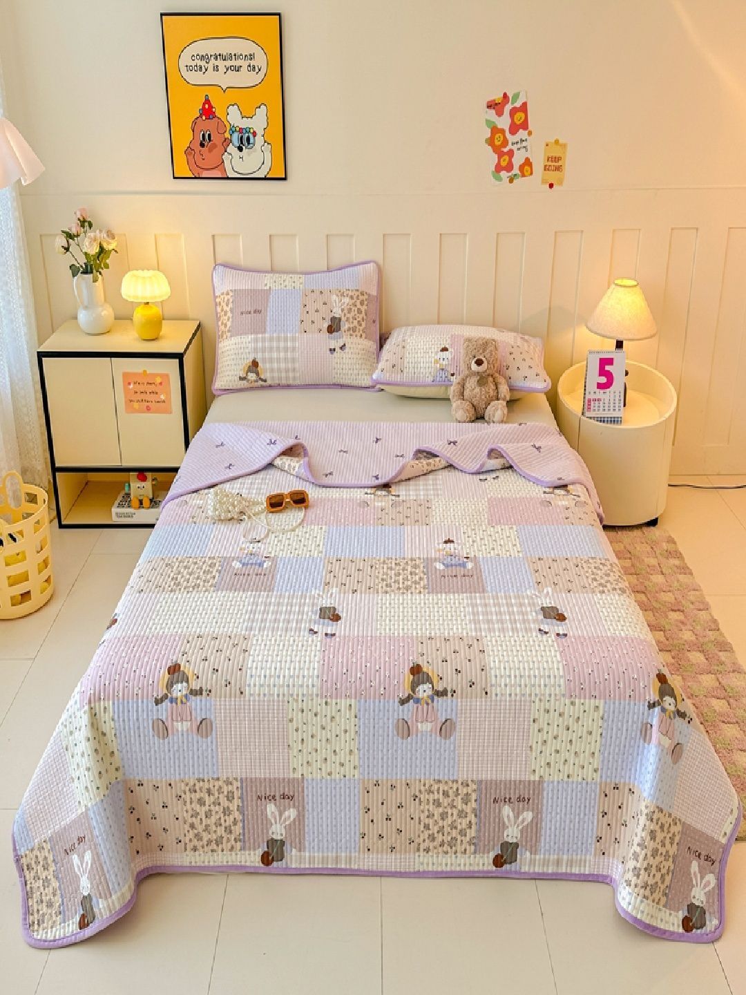 JC HOME 162TC Printed Single Bedcover With 2 Pillow Cover-image-25