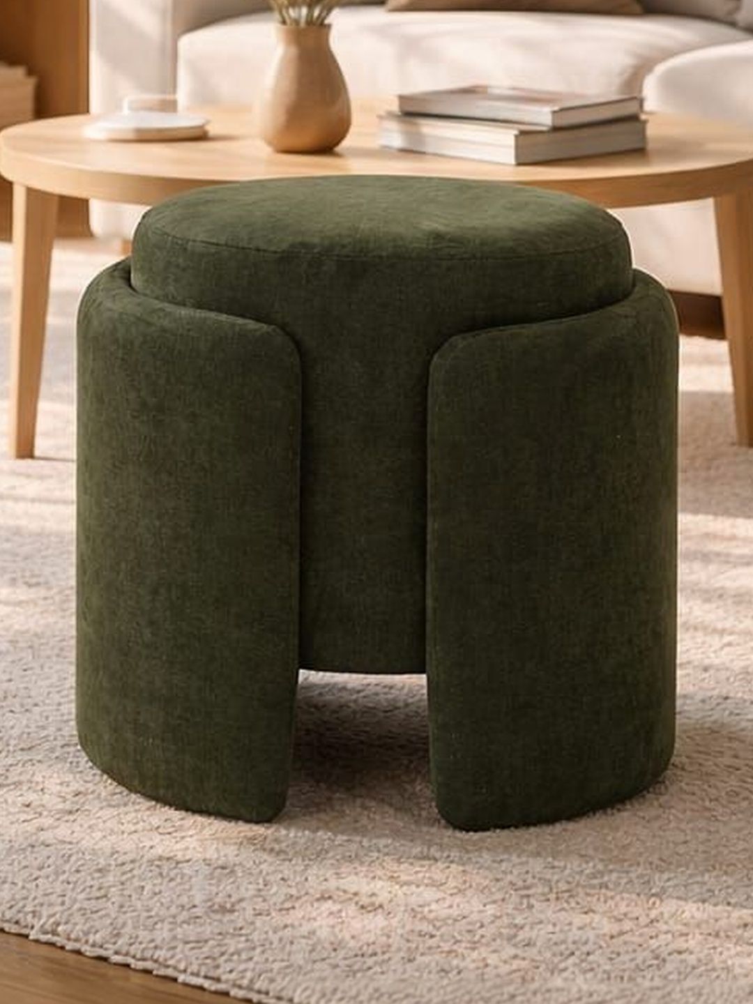 JAICO Green Round Cushioned Stool For Seating Ottomans-picture-20