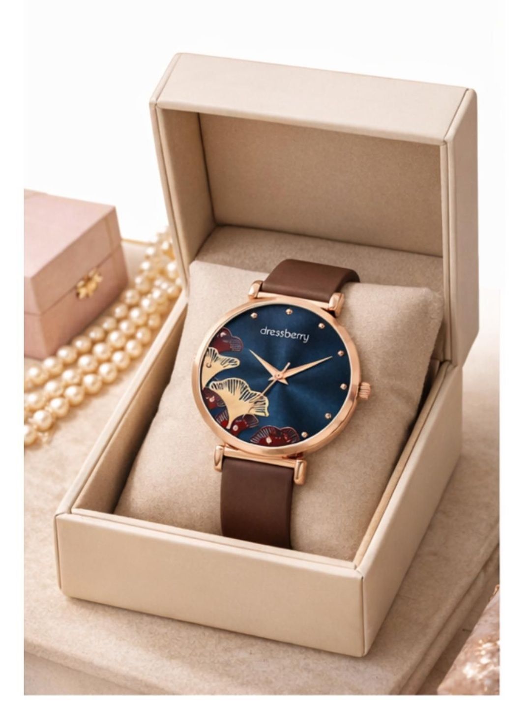 DressBerry Women Brass Dial & Straps Analogue Watch DB-LR028-BLU-RG-image-27