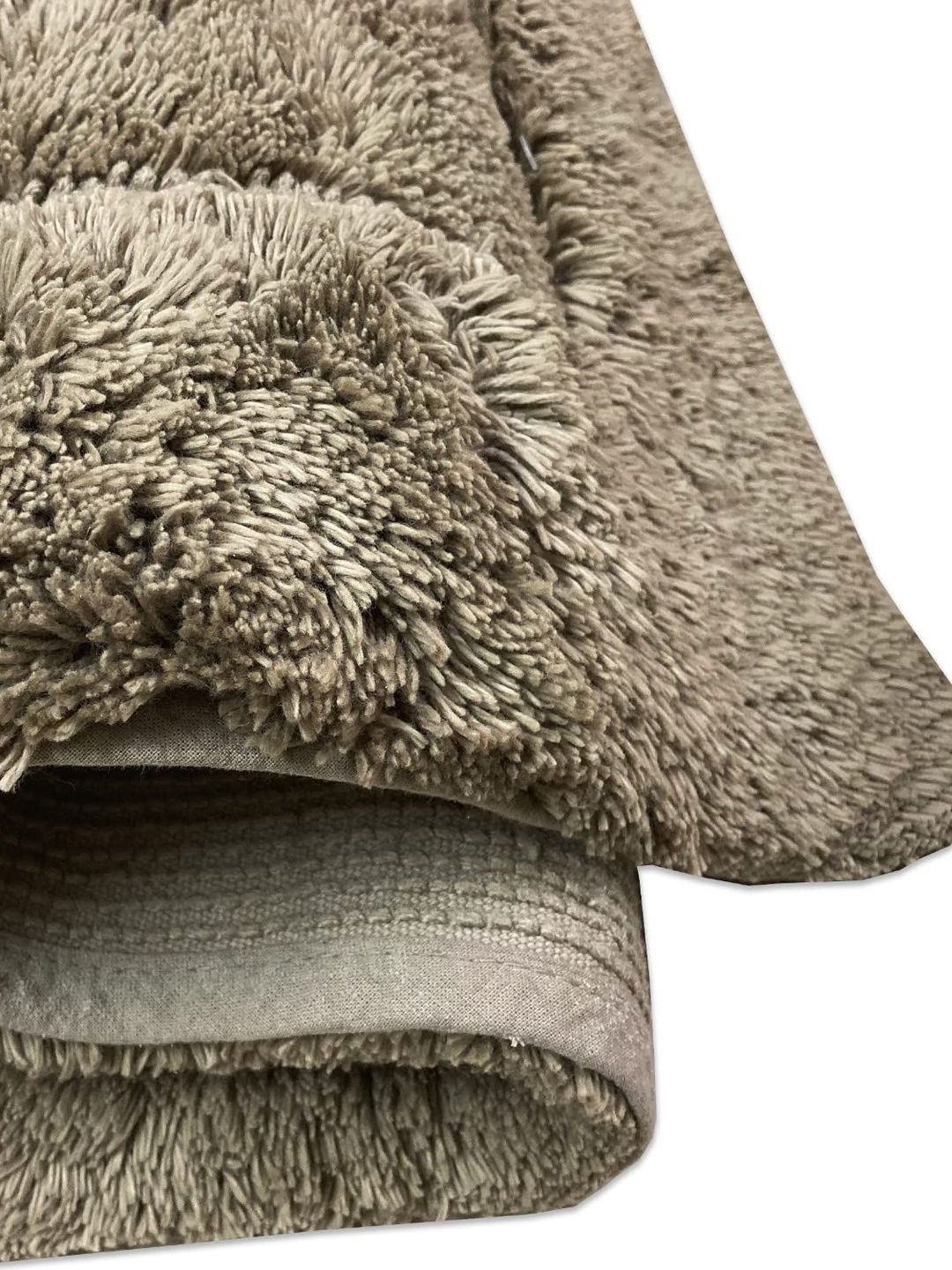 SPACES Brown Textured Cotton 2000 GSM Anti-Skid Bath Rugs-image-45