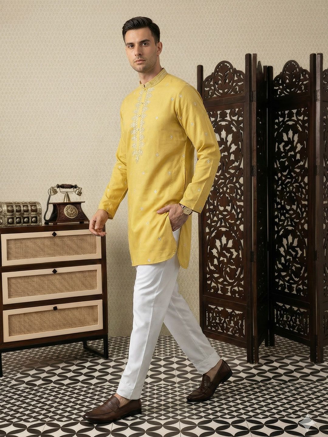 House of Pataudi Jashn Ethnic Motifs Embroidered Kurta-picture-26