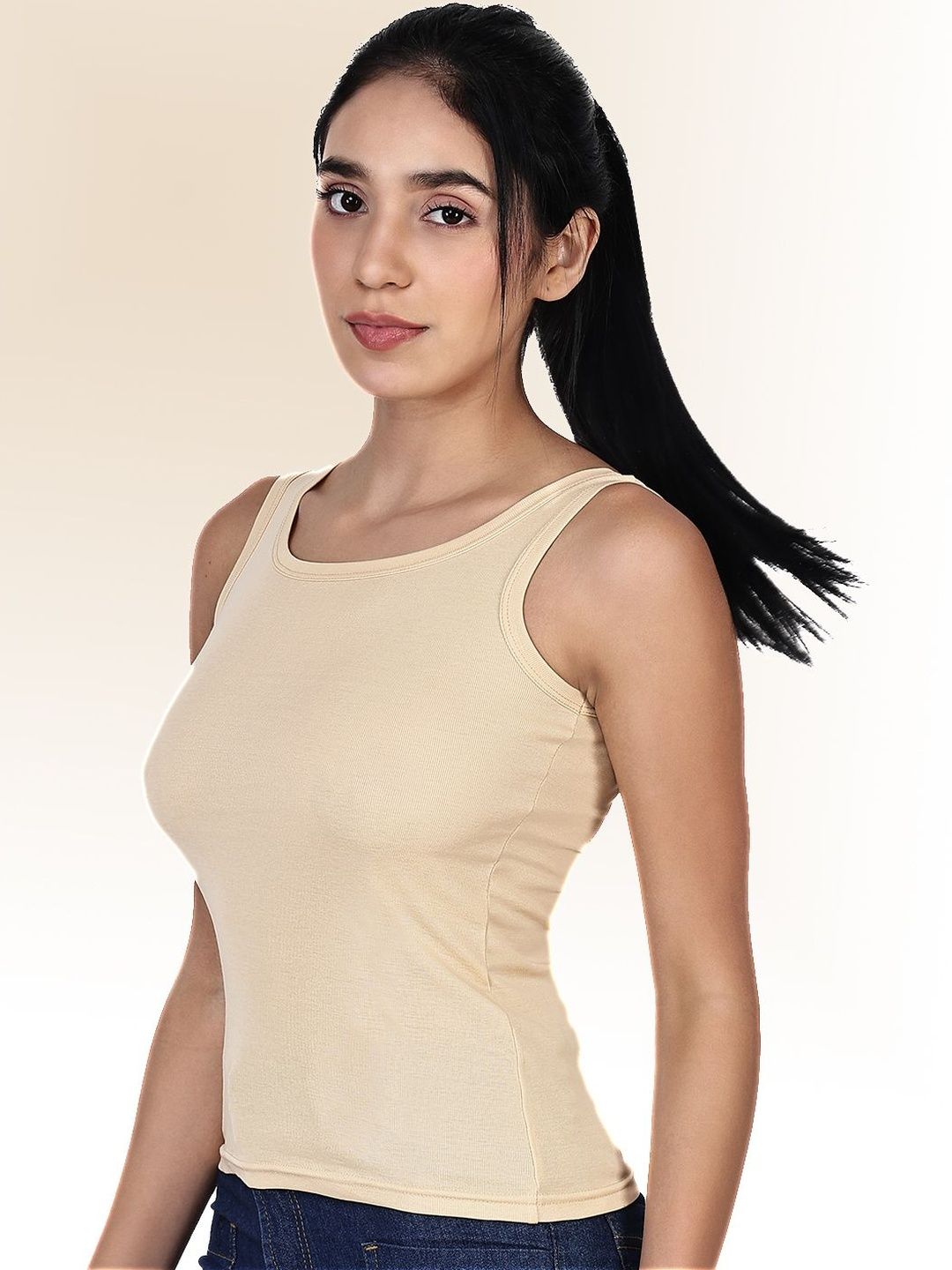 OIJA Cotton Scoop Neck Non Padded Camisoles-picture-1