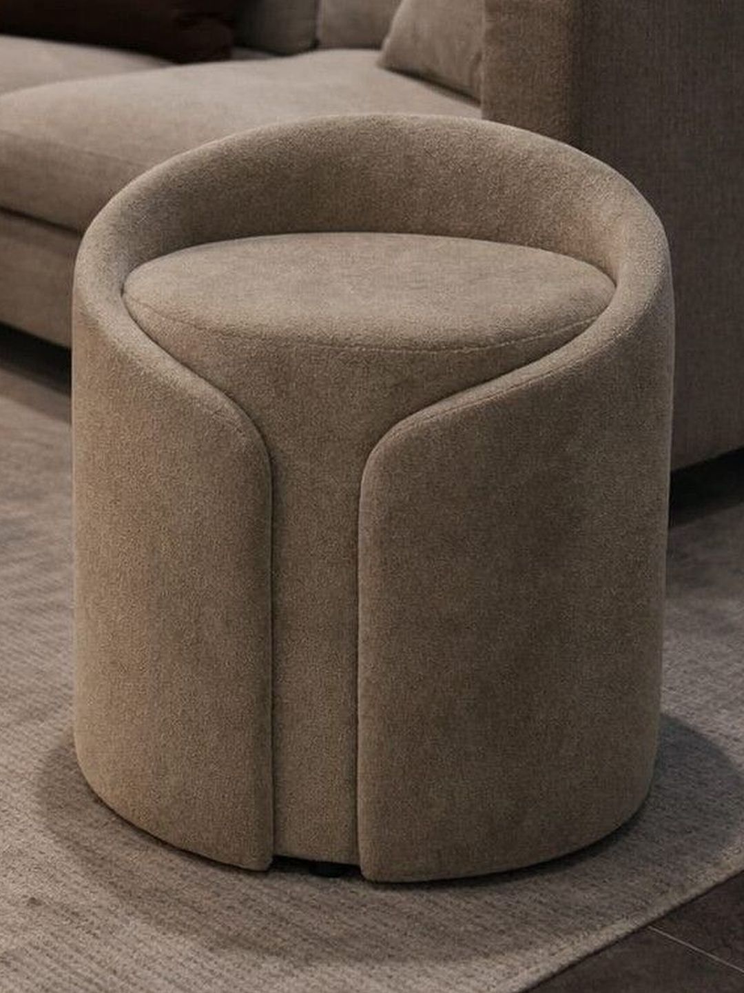 JAICO Beige Round Cushioned Stool For Seating Ottomans-image-28