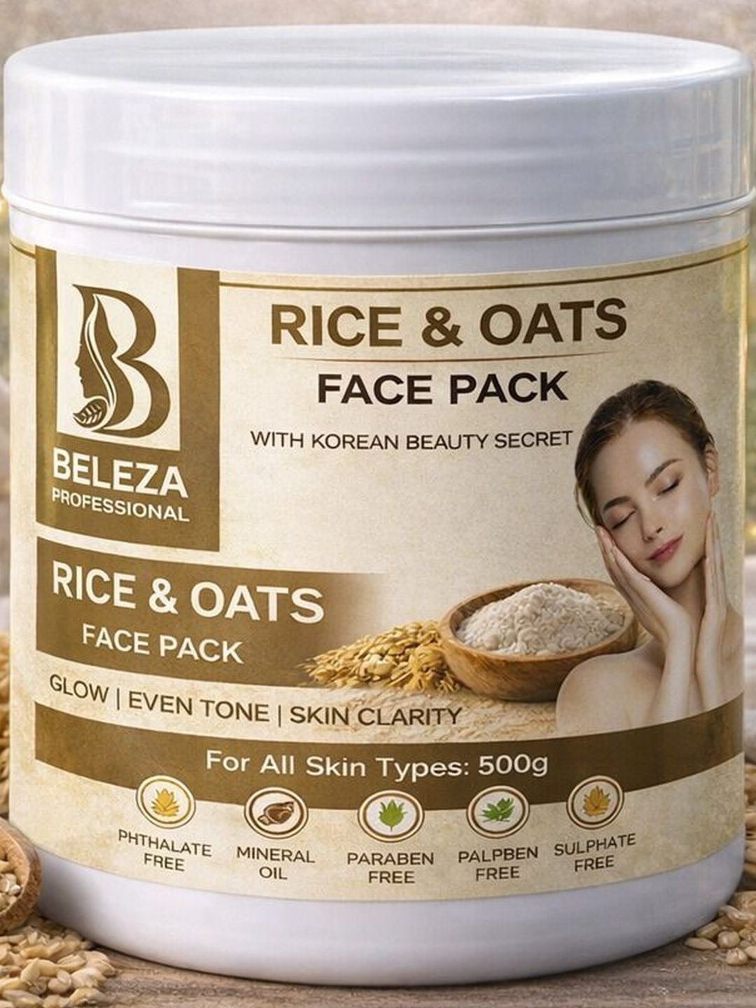 Beleza Professional Rice & Oats Face Pack For Smooth & hydrated skin - 500g-image-10