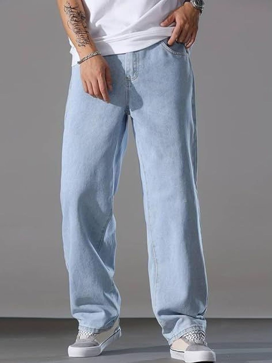 UNITED DENIM Men Loose Relaxed Fit Mid-Rise Stretchable Jeans-picture-30