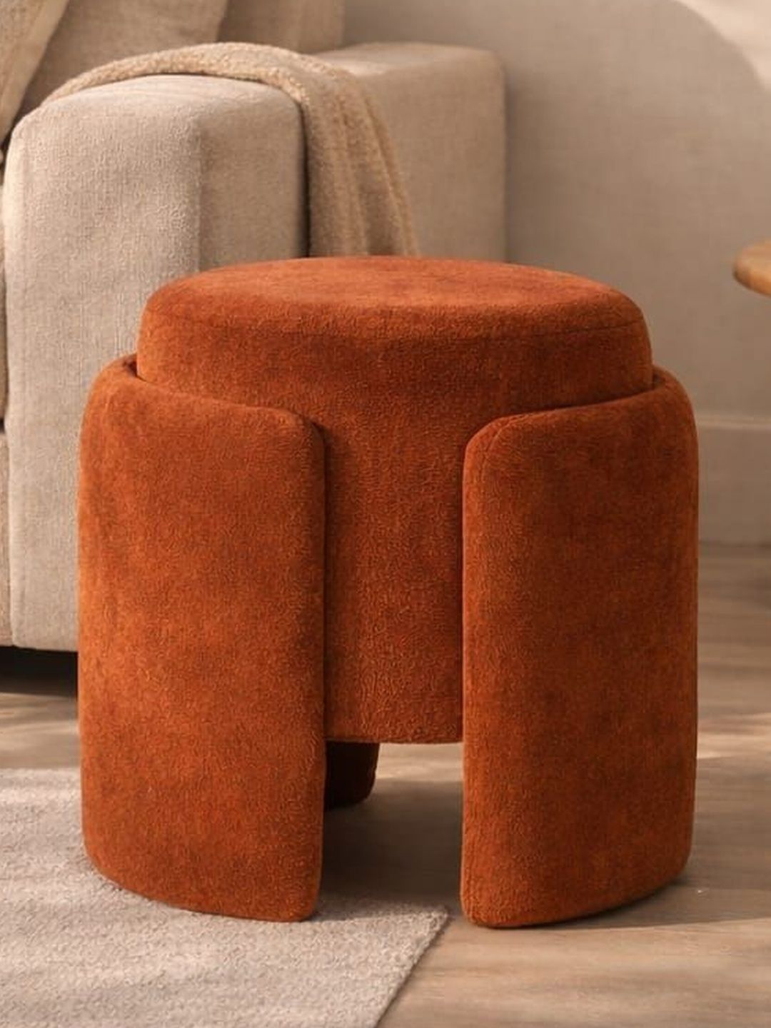 JAICO Orange Round Cushioned Stool For Seating Ottomans-image-48