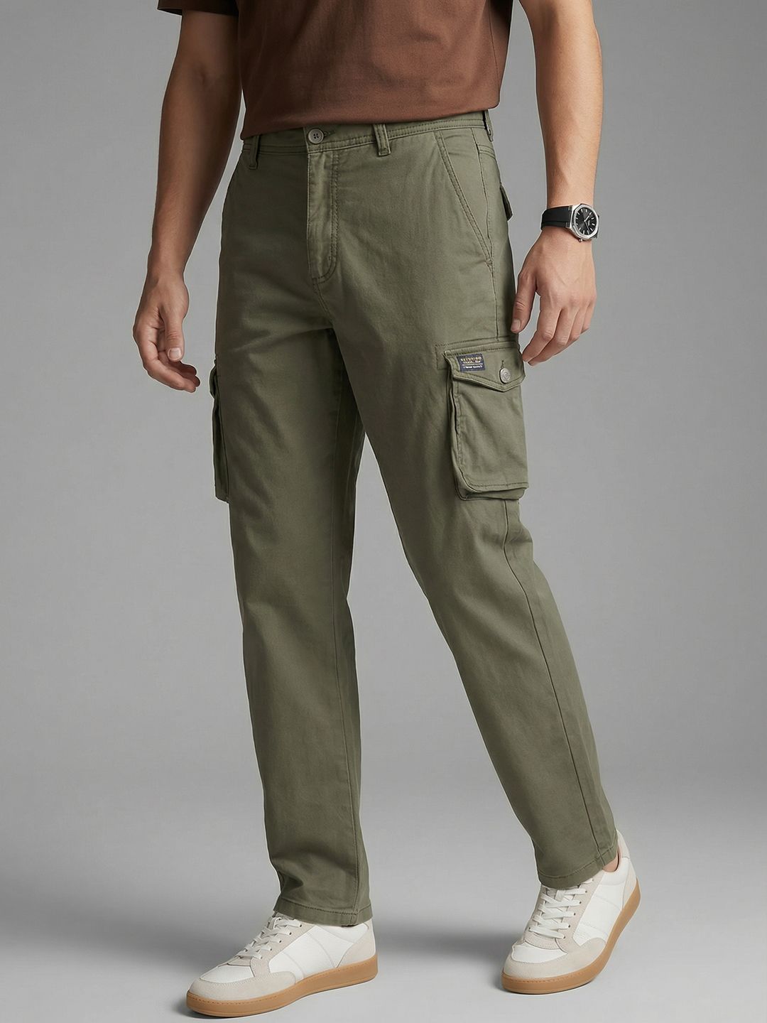 Louis Philippe Jeans Men Straight Fit Low-Rise Cargos Trousers-picture-54