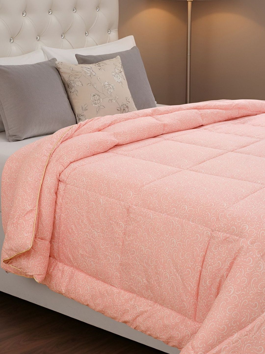 Florida Pink Floral Microfiber AC Room 233 GSM Comforter-image-45