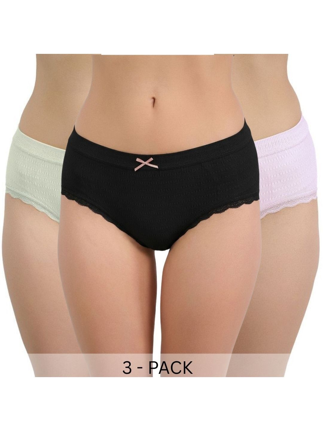 Moda Rapido Women Pack of 3 Self Design Leak-Proof Seamless Assorted Hipster Briefs-picture-24