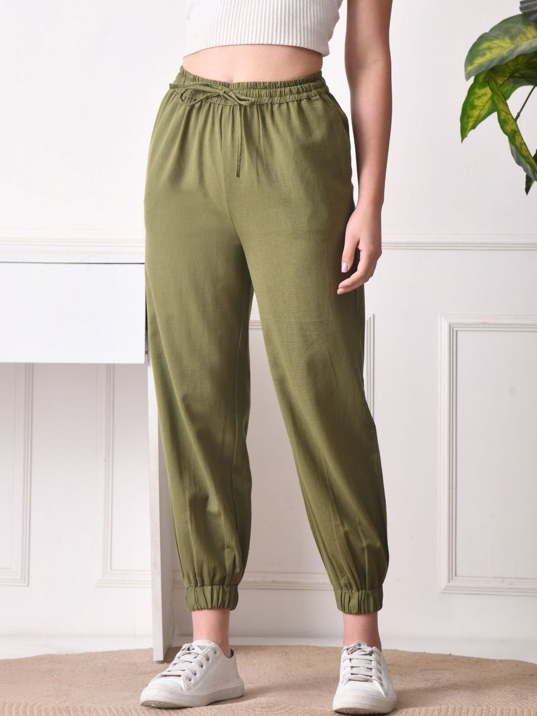 Fuchsia Women Pure Cotton Relaxed Fit Trousers-picture-46