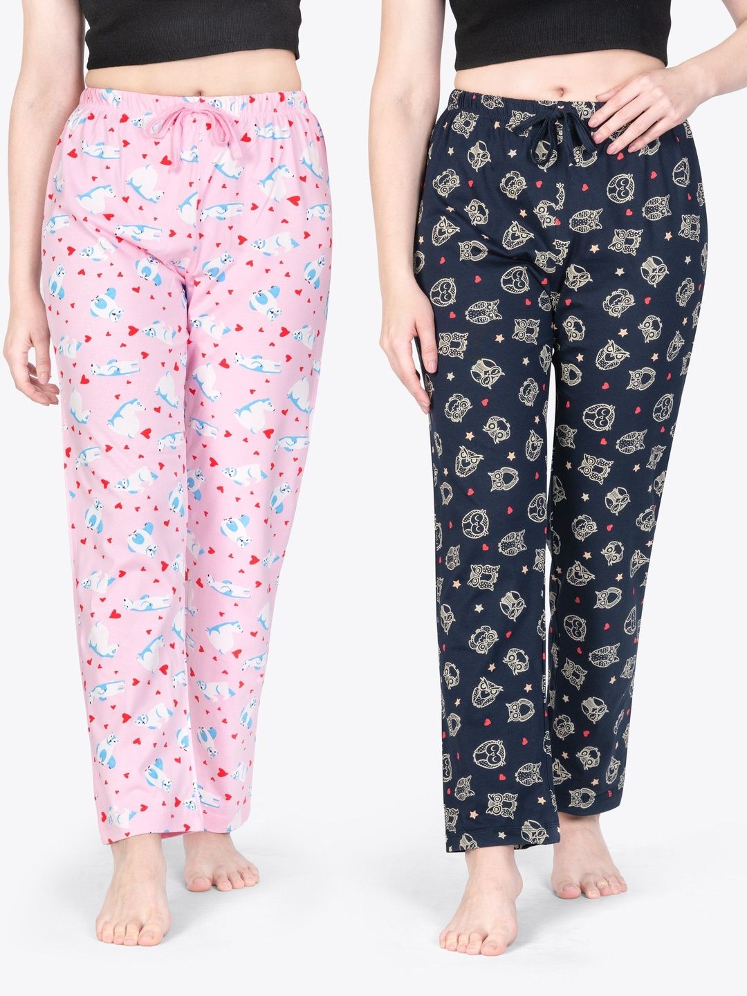 Ariel Women Pack Of 2 Cotton Printed Breathable Lounge Pants-picture-41