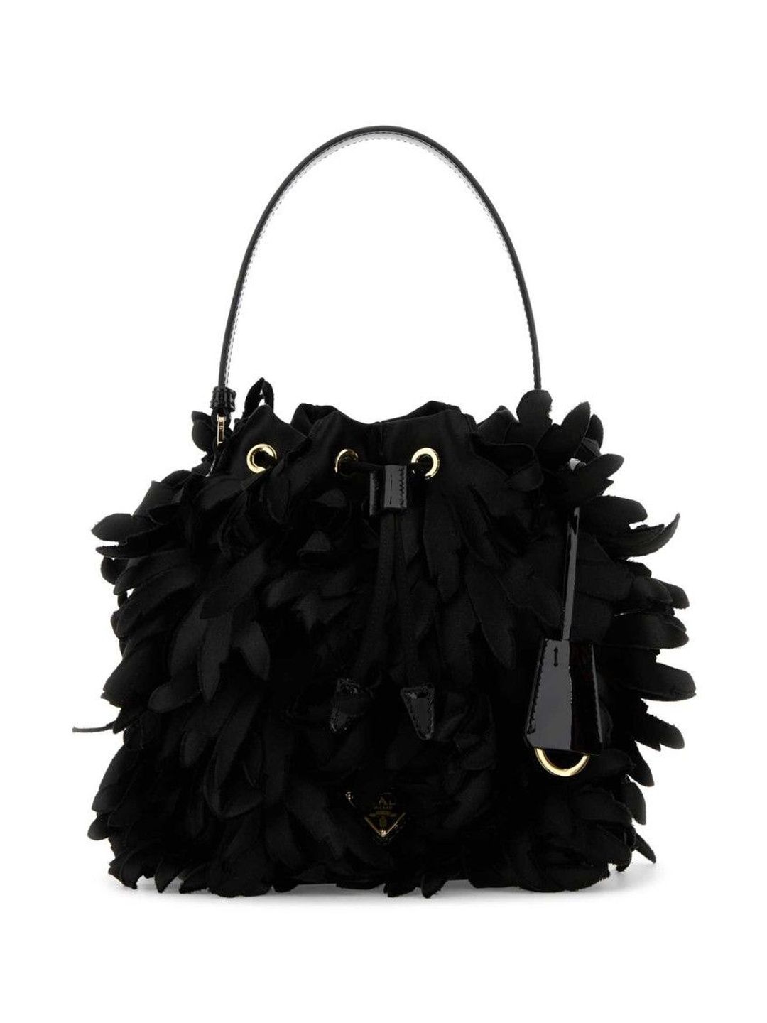 Prada Black Embellished Satin Mini Bucket Bag-image-49