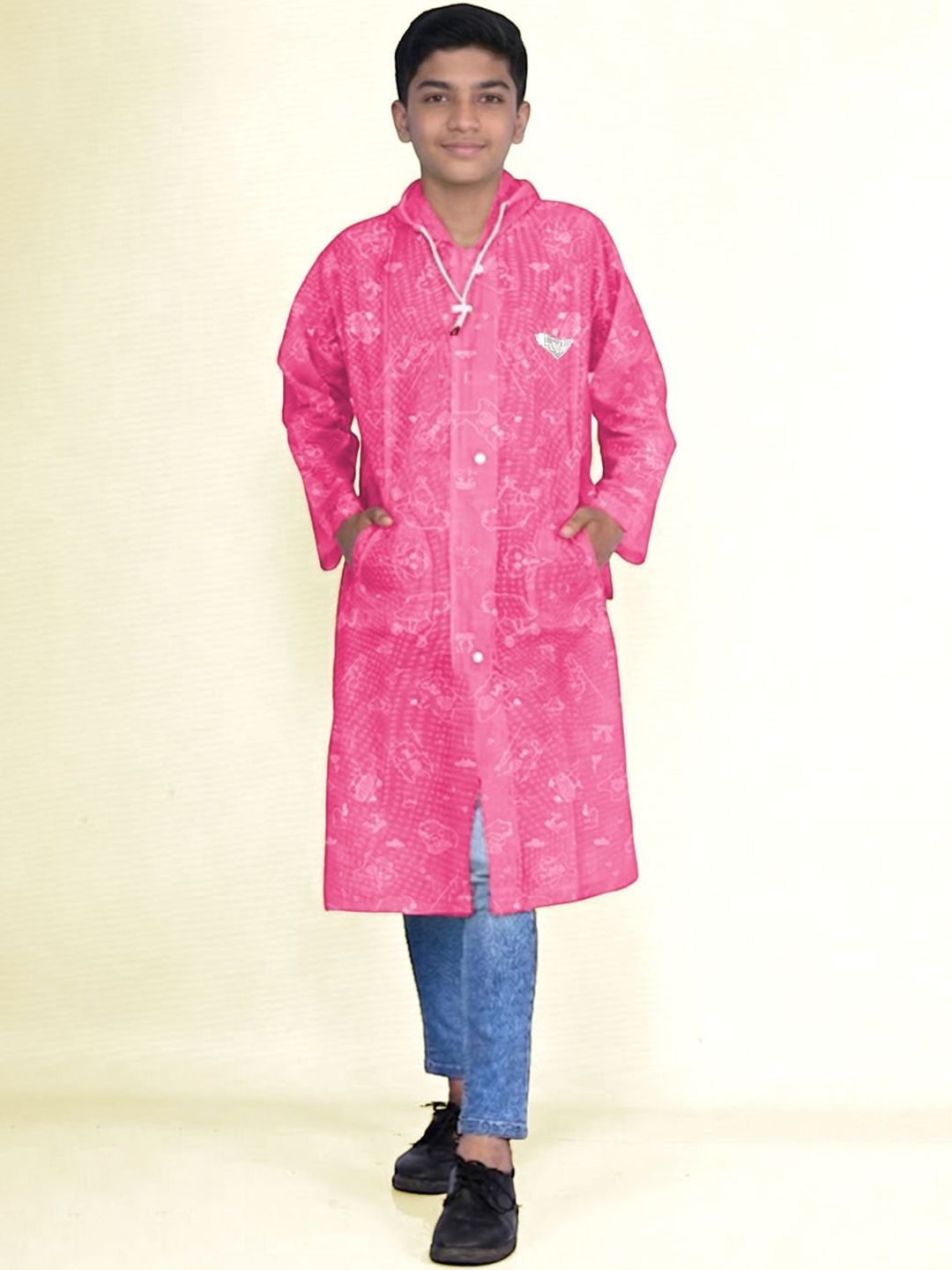 LUX VENUS Kids Printed Hooded Rain Jacket-picture-34