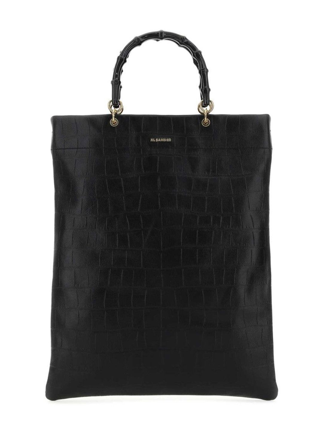 Jil Sander Black Crocodile-Effect Tote Bag-image-6