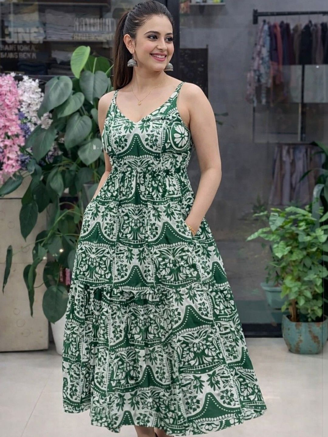 Chaukas Floral Print Sleeveless Dress-picture-46
