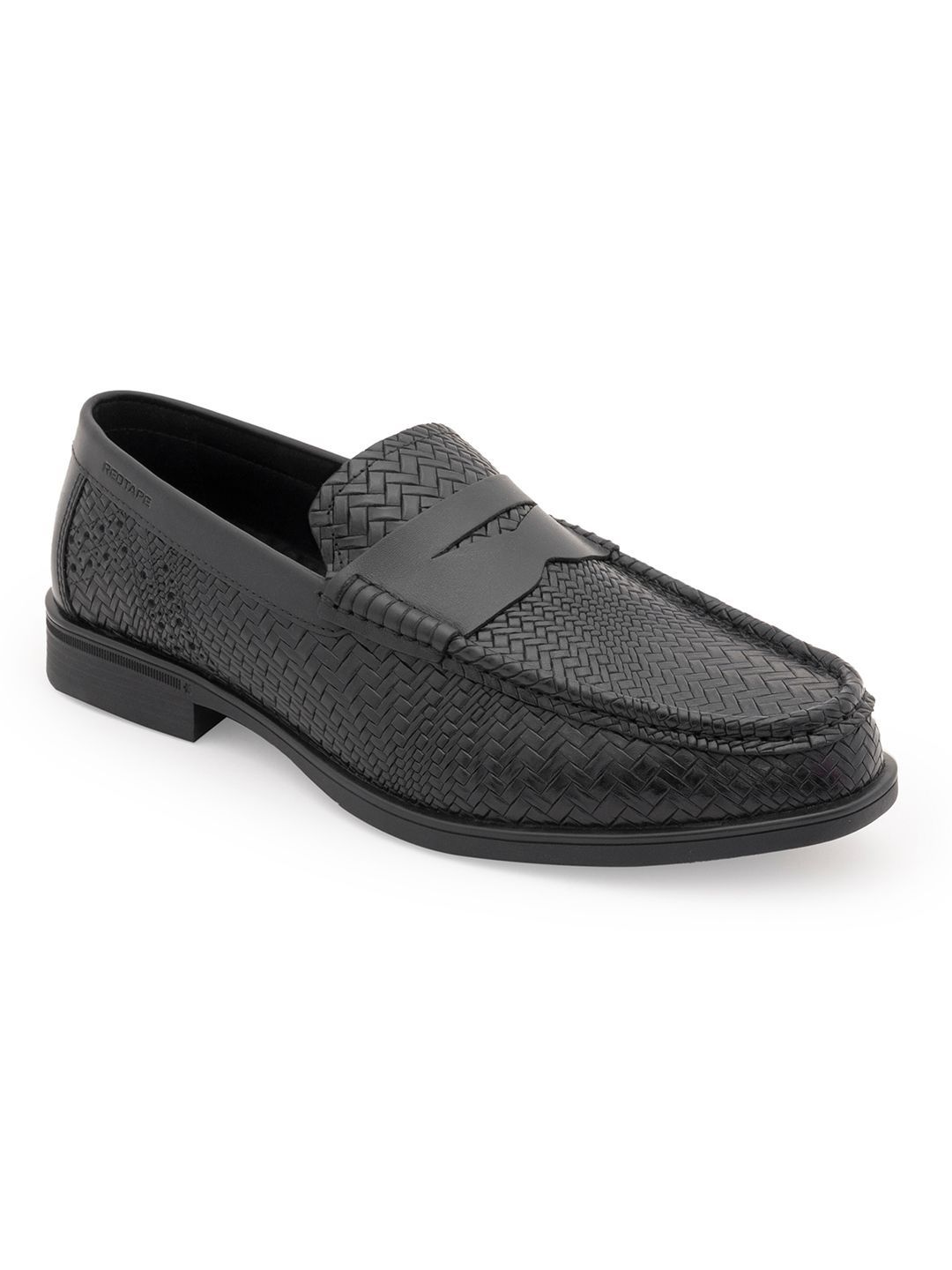 Red Tape Men Textured Round Toe Formal Slip-On Shoes-image-34
