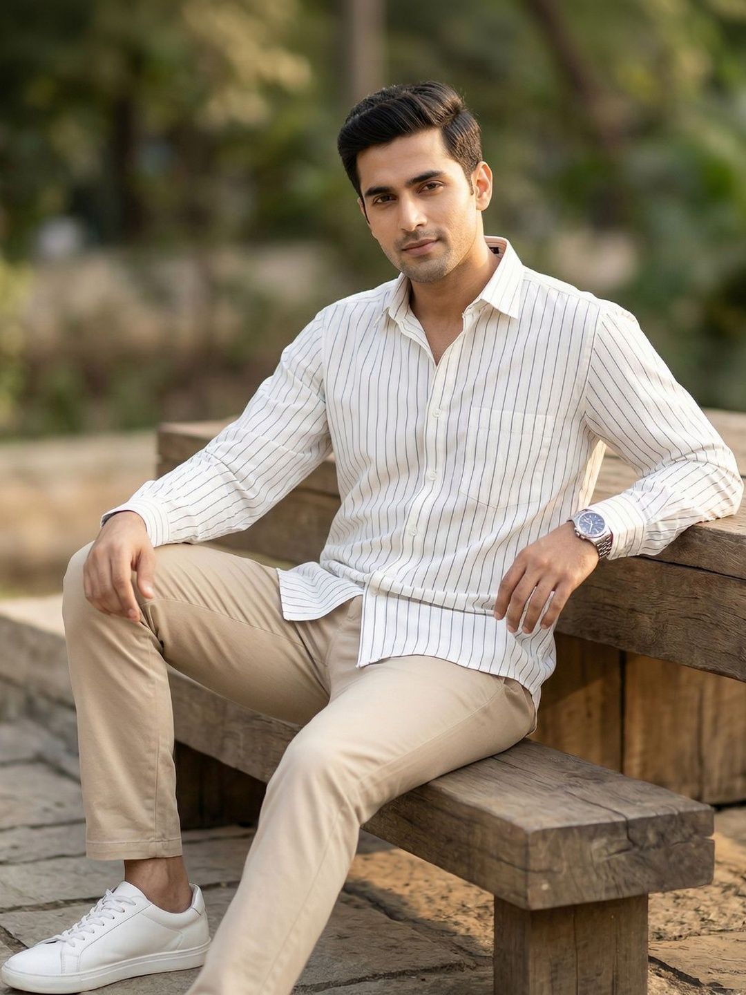 VOZIA Men Brooklyn Slim Fit Striped Casual Shirt-picture-15