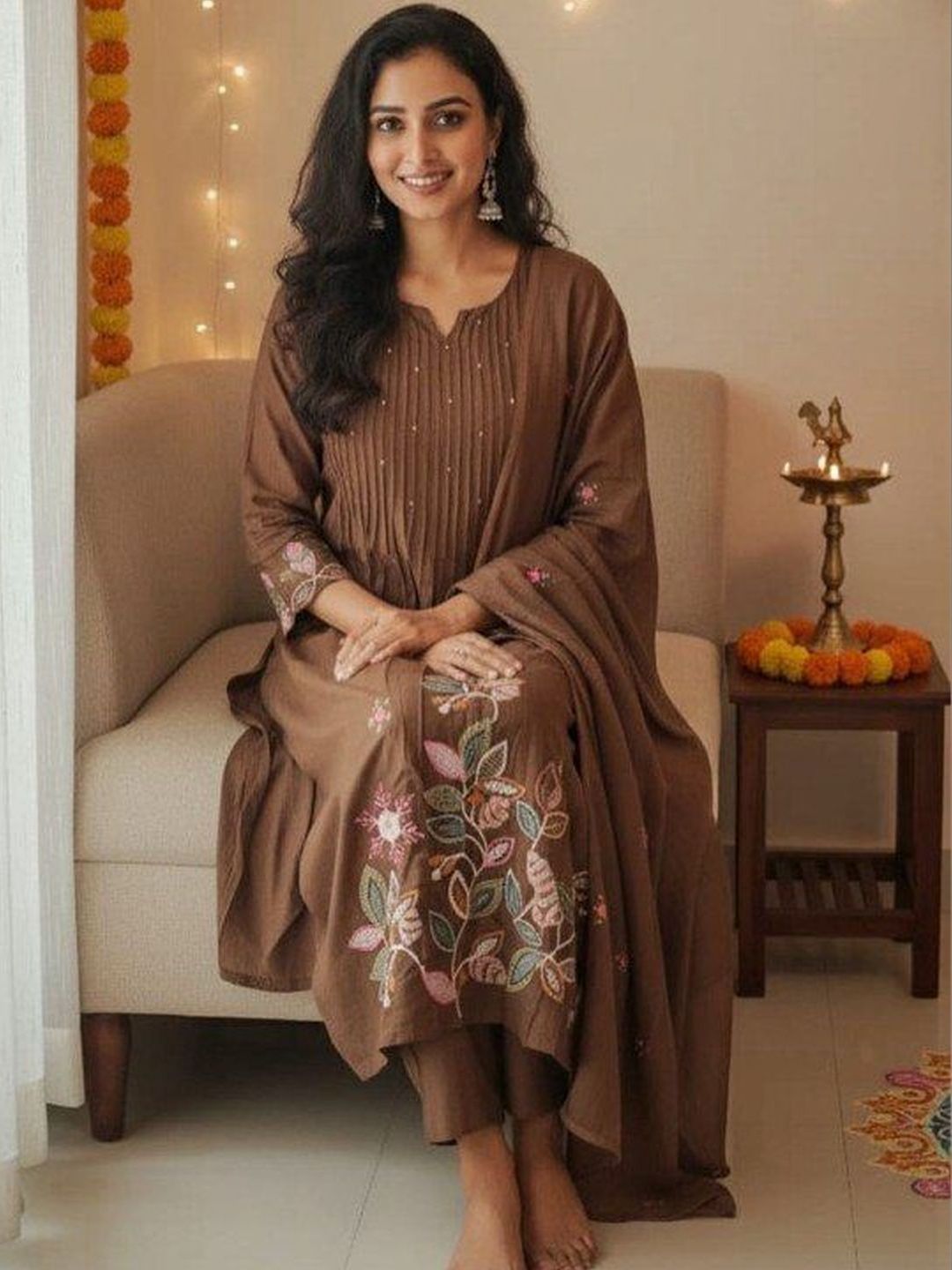 ERA Thread Work Pure Cotton Blend Thread Work Kurti-image-0