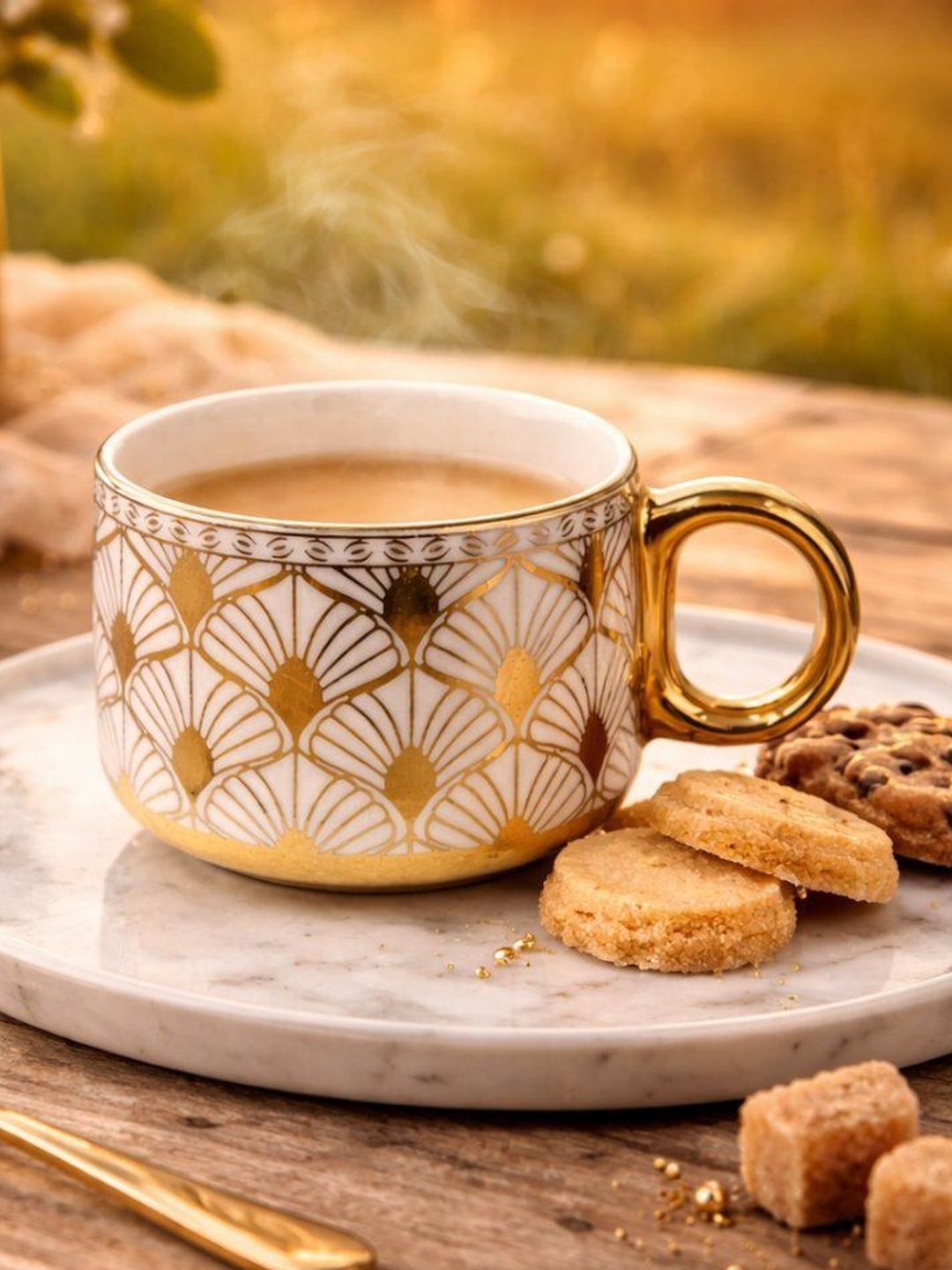 RUHANI HOMES Gold-Toned Printed Porcelain Glossy Mugs Set of Cups and Mugs-image-38