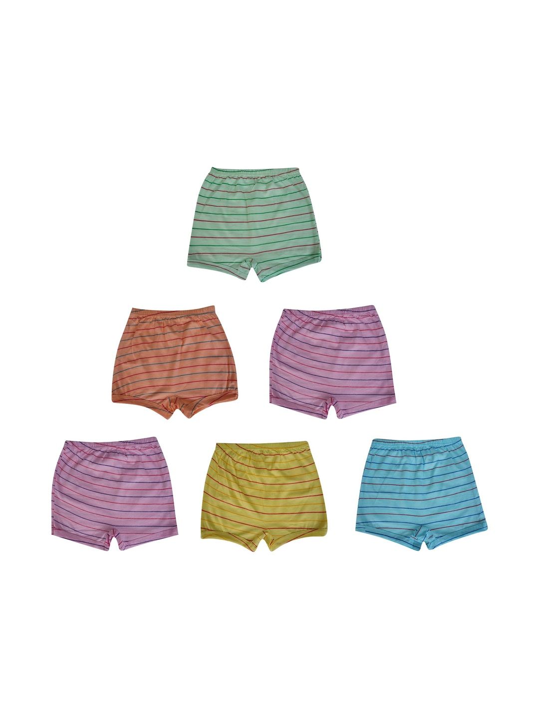 YELLOWDELIGHT Girls Pack of 6 Striped Assorted Cotton Hipster Briefs-picture-38