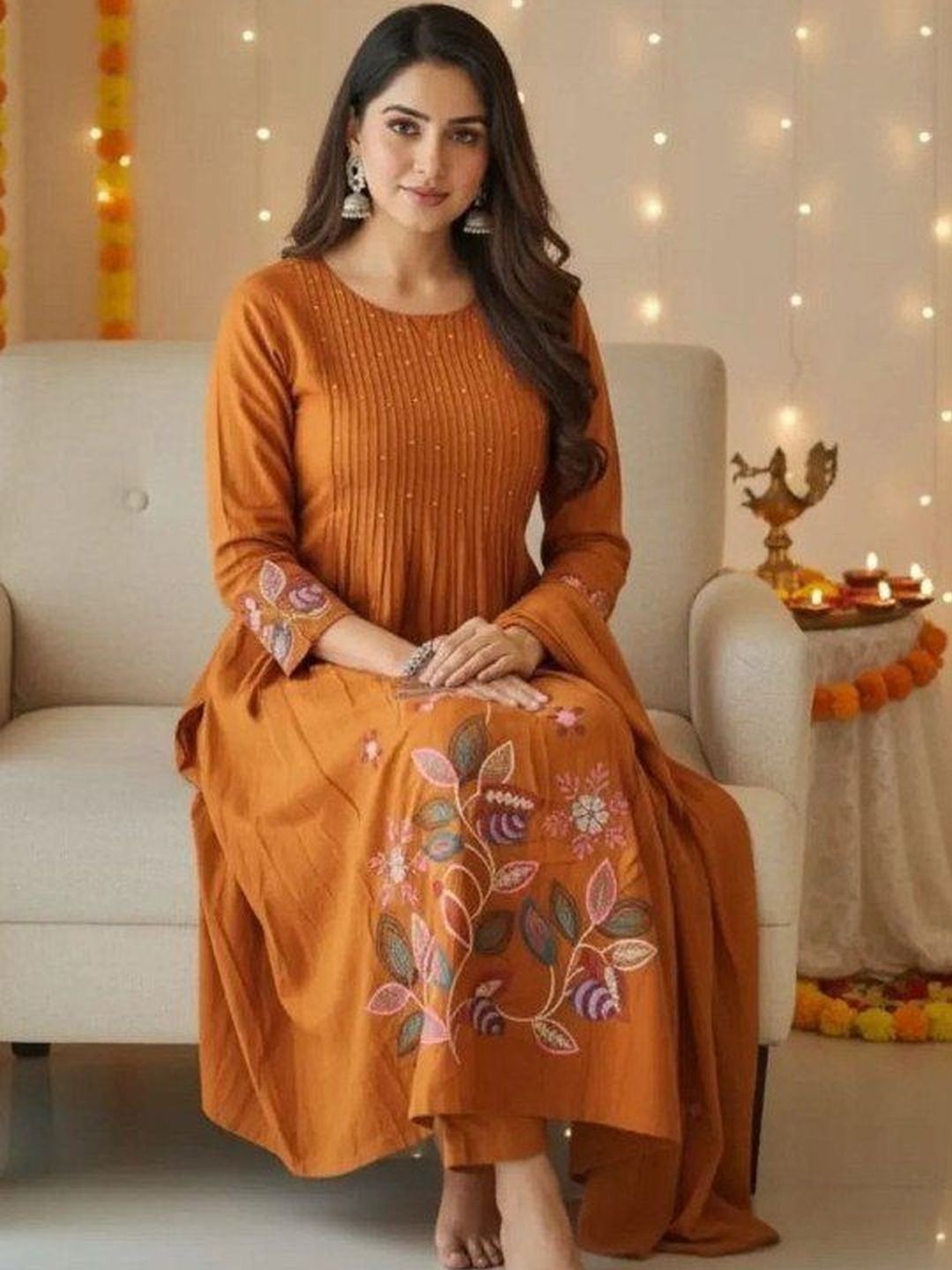ERA Thread Work Pure Cotton Blend Thread Work Anarkali Kurti-image-27