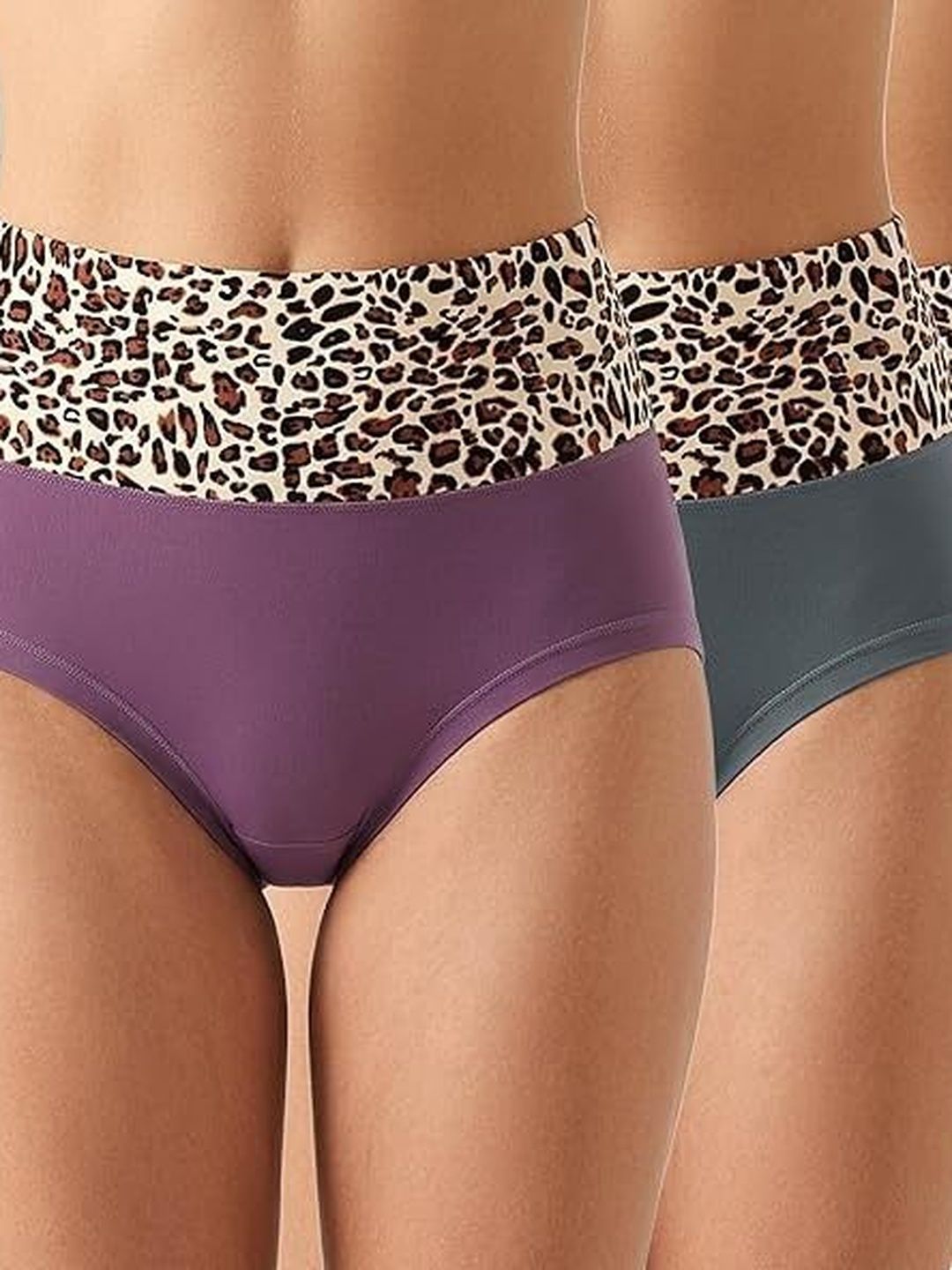 Eleg & Stilance Women Pack of 3 Leopard Printed High Waist Soft Hipster Panty-image-5