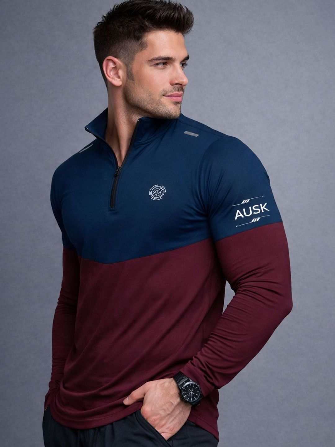 AUSK Men Colourblocked Turtle Neck T-shirt-picture-15
