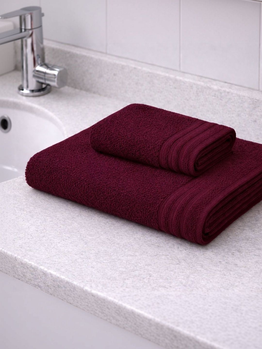 JANGID INDUSTRYS Maroon 1 Piece Terry Cotton 500 GSM Towel Set-picture-13