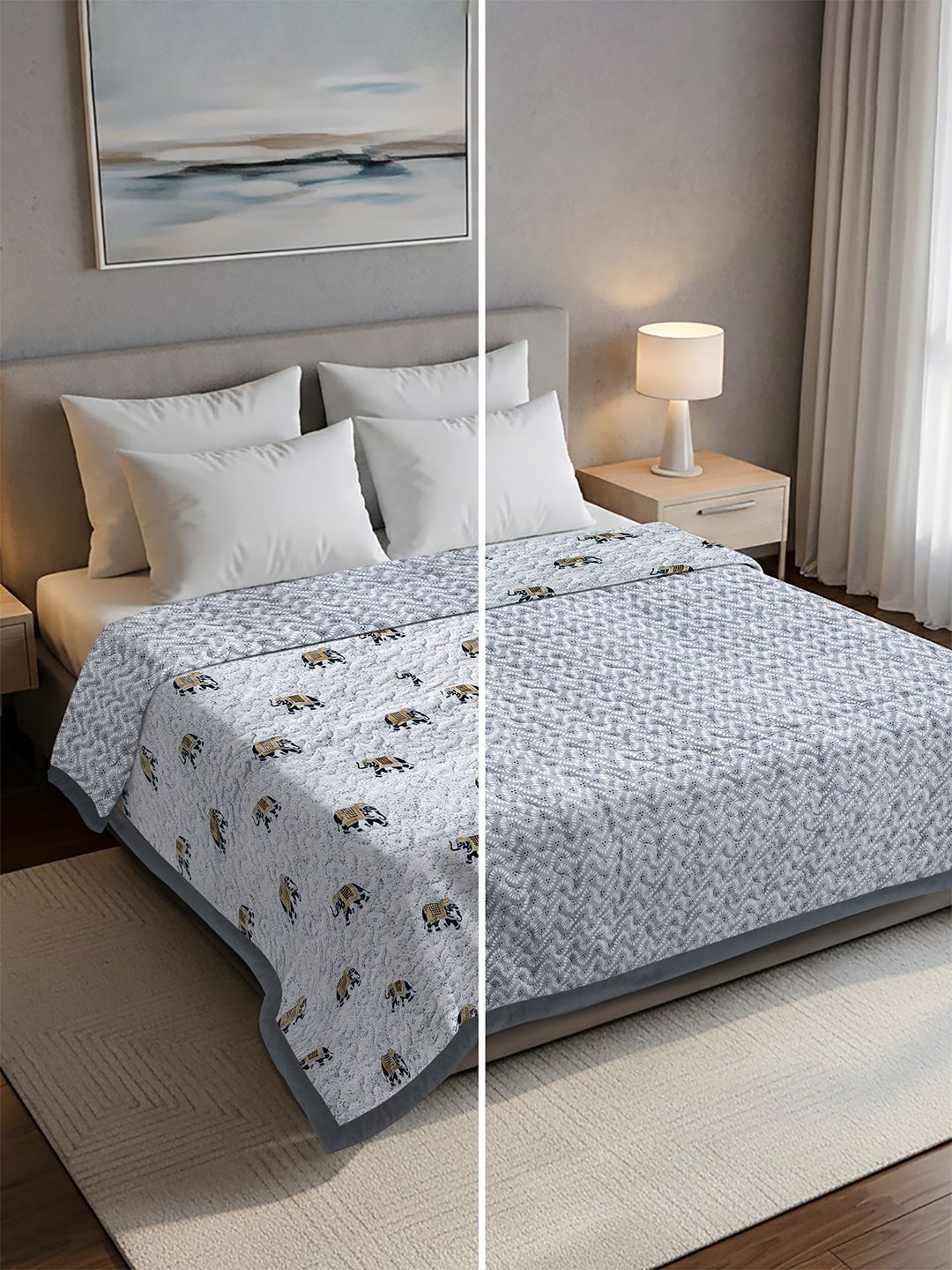 Pure Decor Grey Ethnic Motifs AC Room Dohar-image-40