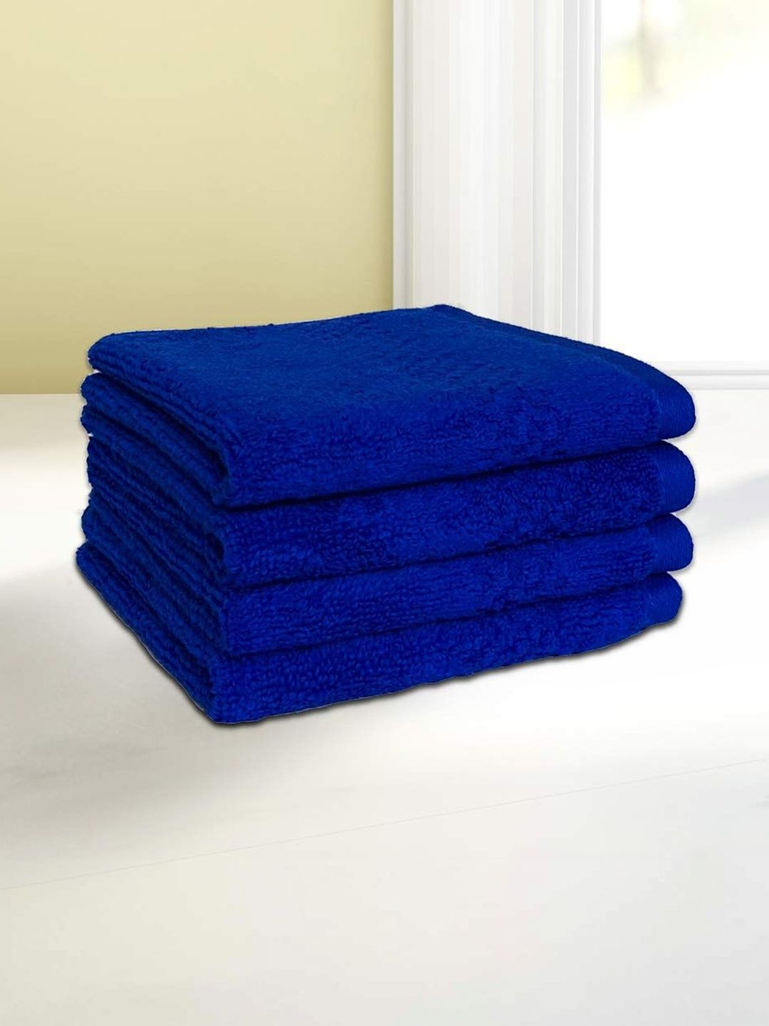 SPACES Blue 4 Pieces 450 GSM Regular Face Towels-image-34