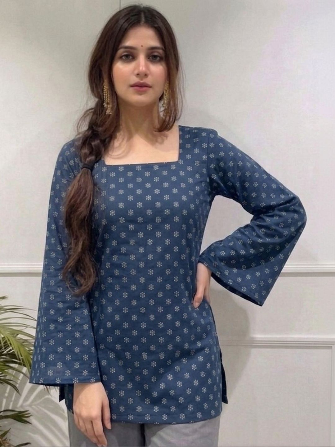 anouk rustic Aaghnya Geometric Printed Square Neck Kurti-picture-27