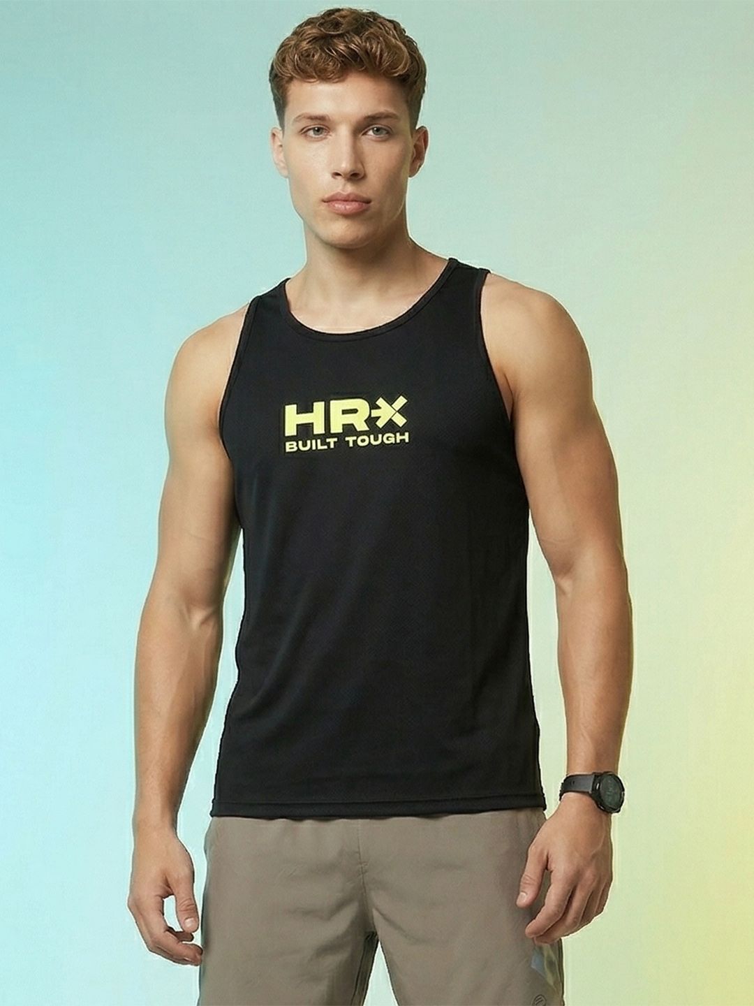HRX by Hrithik Roshan Brand Logo Printed Rapid Dry Training T-shirt-picture-10