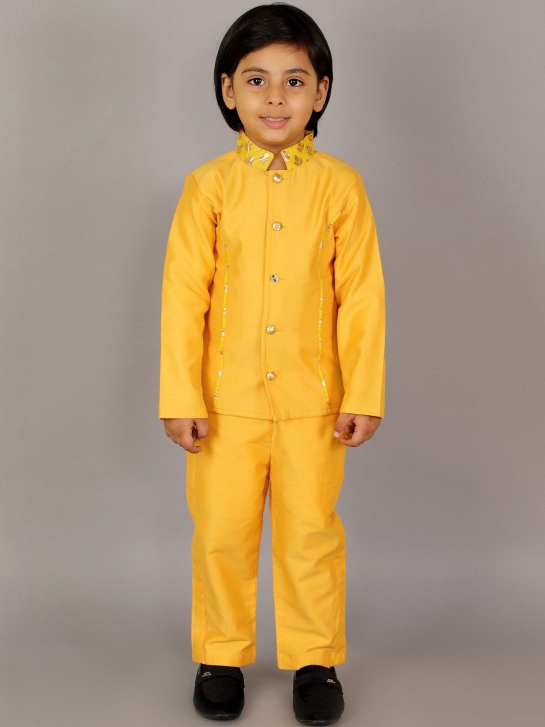 The Little Tales Boys Embroidered Mandarin Collar Sherwani-picture-23