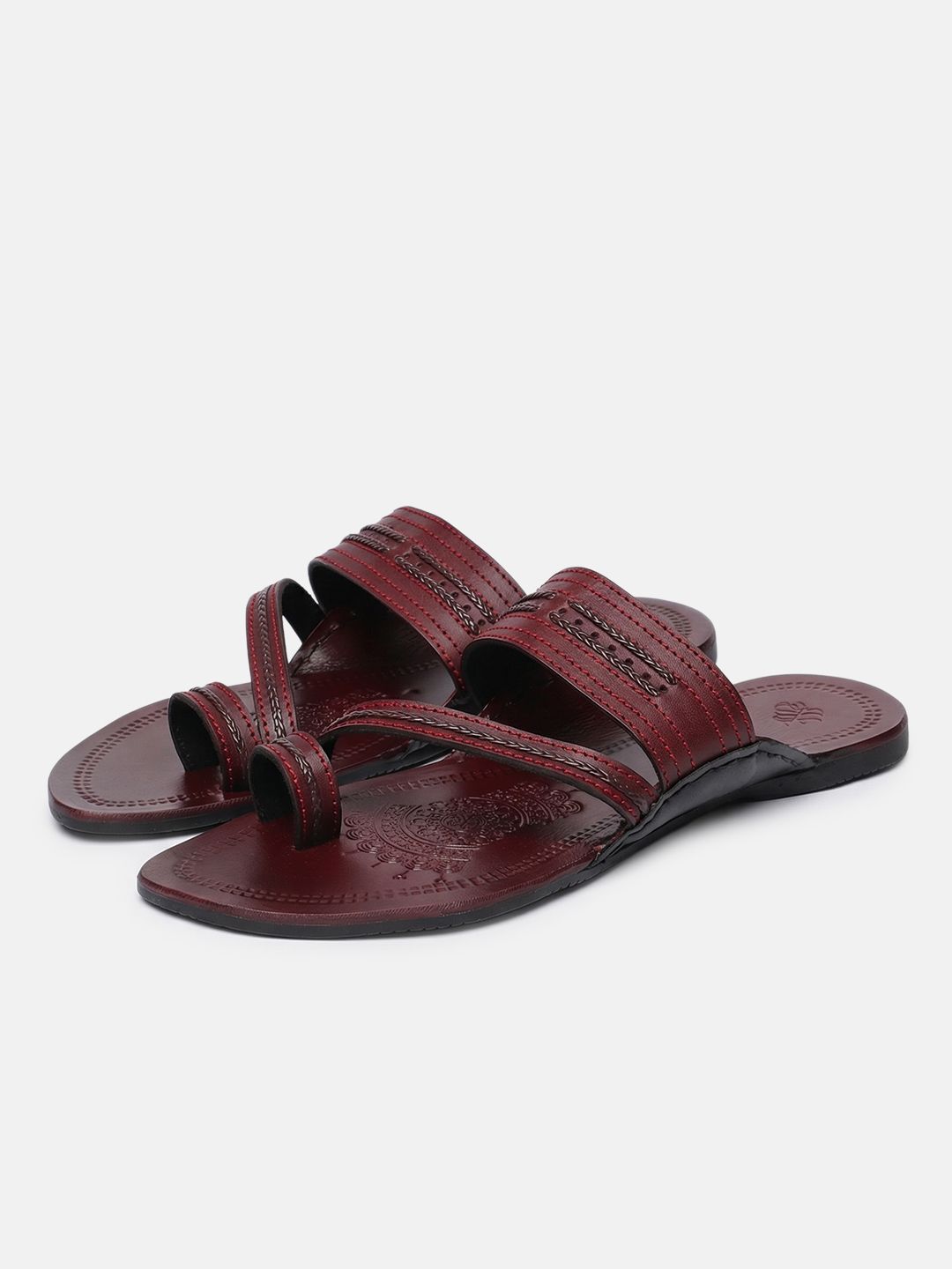 House of Pataudi Men Leather Kolhapuri Comfort Sandals-image-47