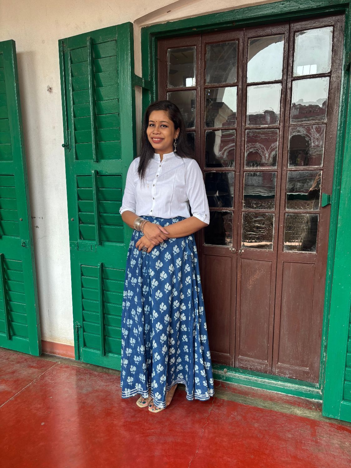 Buy SILAYIBAZI Printed Pure Cotton Flared Maxi Skirt - Skirts for