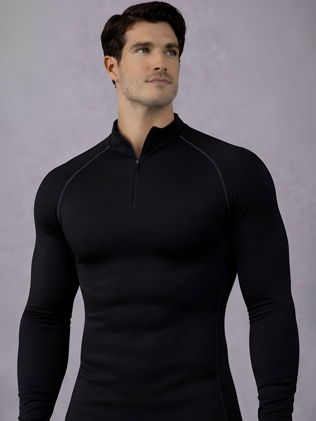 Friskers Men Mandarin Collar Compression T-shirt-image-36
