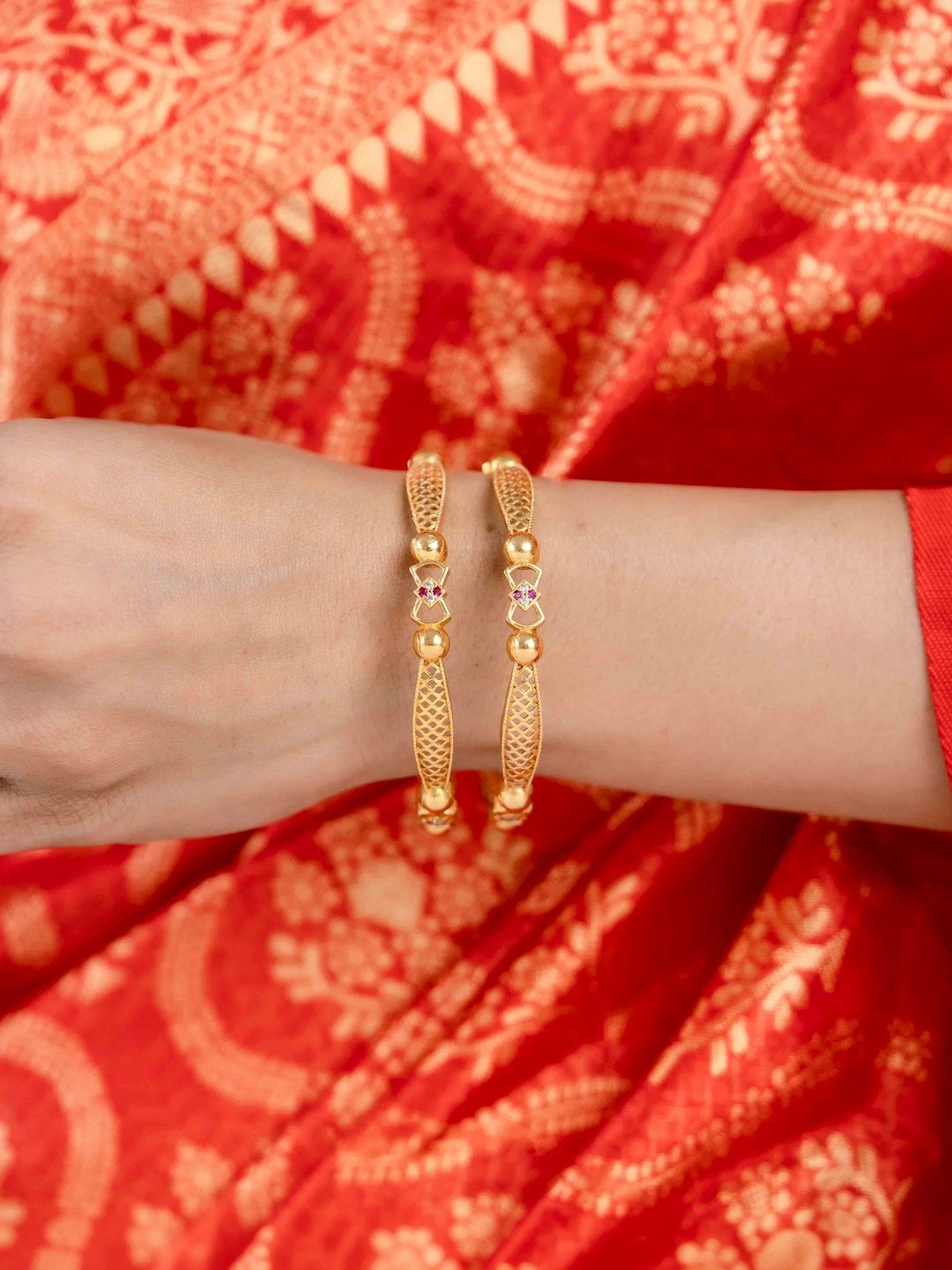 Zeraki Jewels Set of 2 Gold-Plated Bangles-picture-26