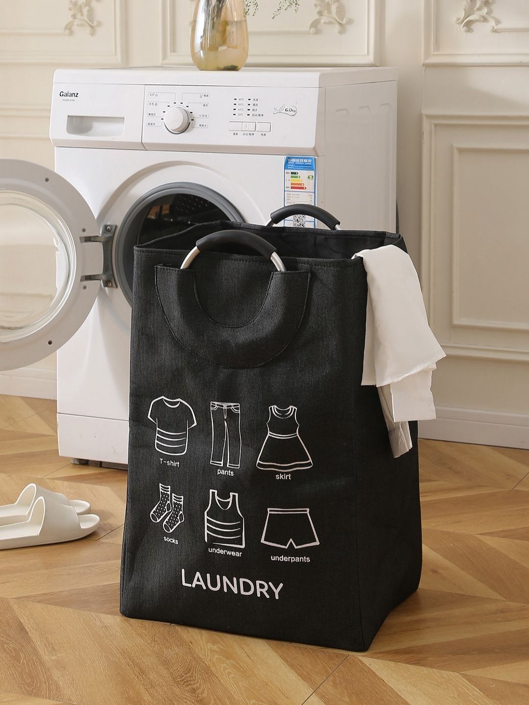 HOKIPO Black Cotton Laundry Bag-image-35