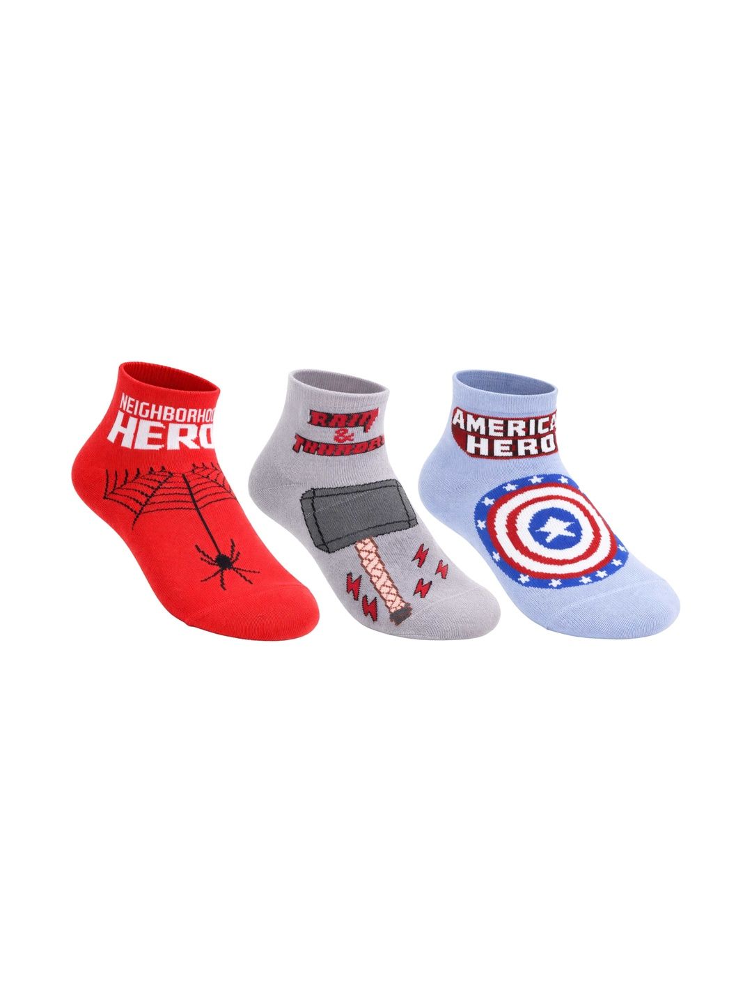 Yuneek Unisex Kids Pack of 3 Cotton Assorted Patterned Ankle Length Socks-image-36