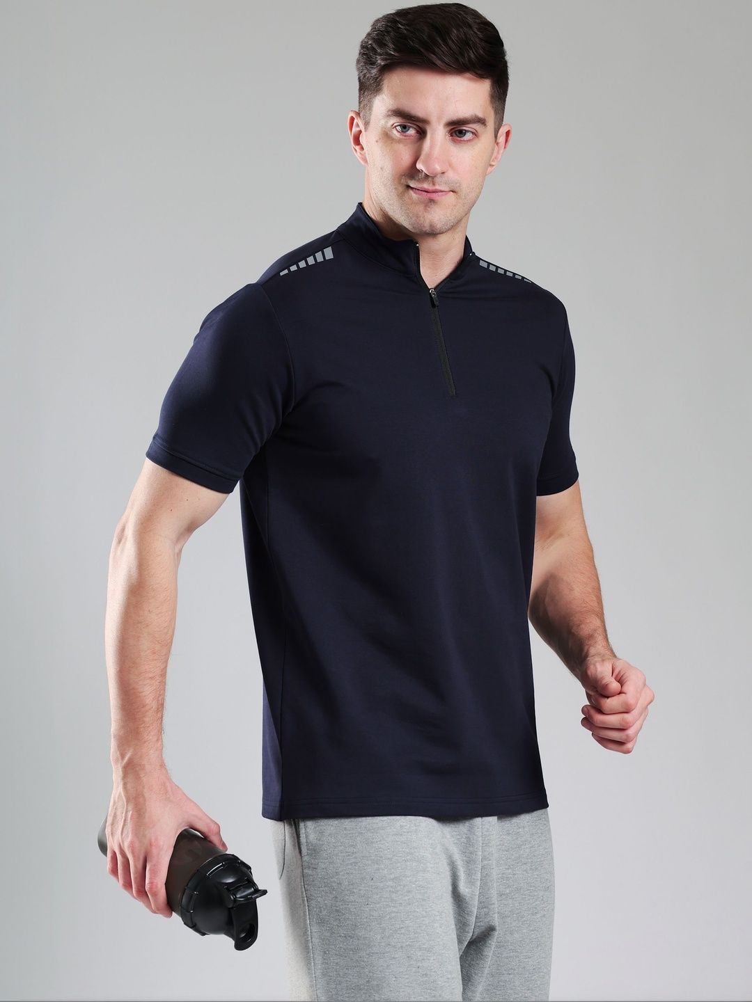 GROW Men Brand Logo High Neck Pockets T-shirt-picture-24