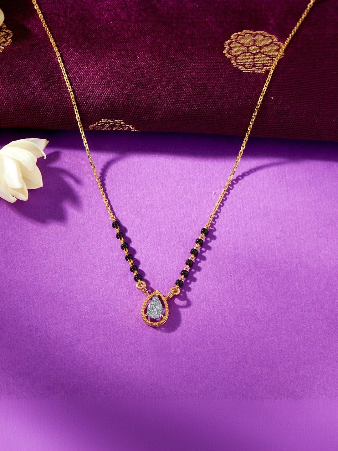 P N GADGIL JEWELLERS 14 Kt Gold 0.980Carat Diamond Dew light Mangalsutra -3.484 g-picture-18