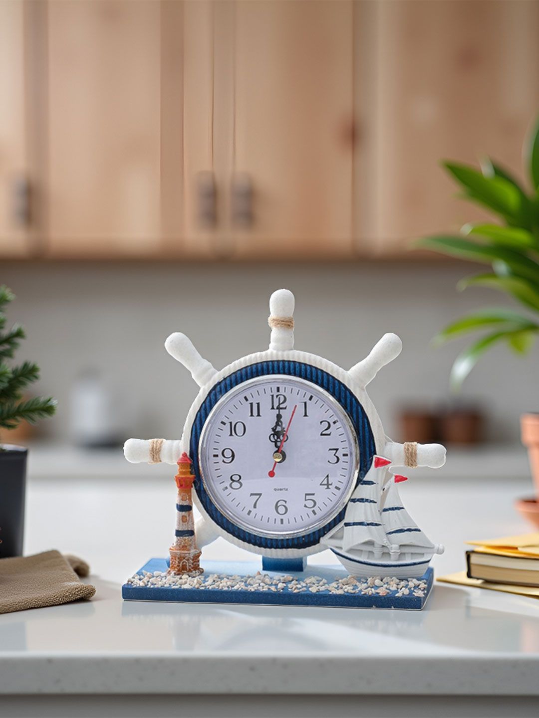 Flenzy White & Blue Vintage Table Clock-image-10