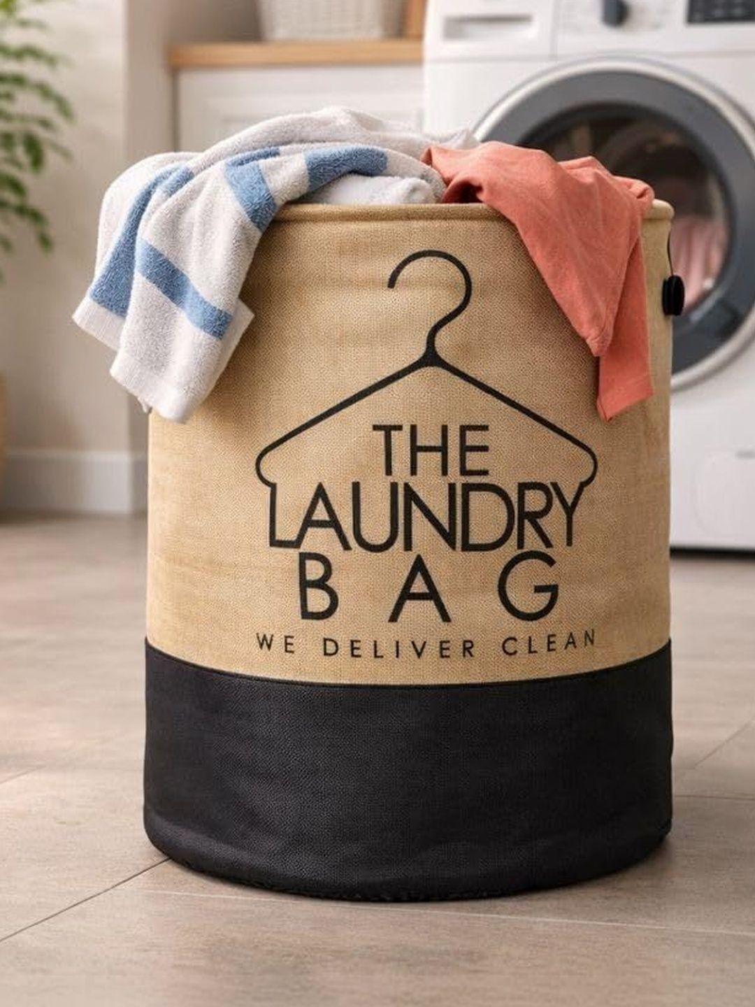 DecorTwist Yellow Jute Laundry Bag-picture-40