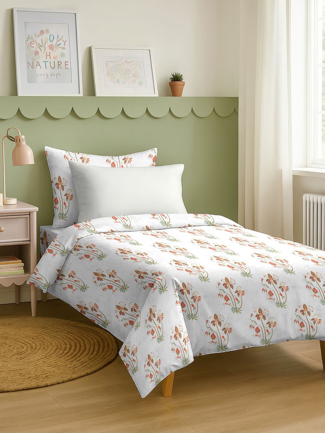 Aura Verona Grey & Pink Printed Microfiber Double King Bed Cover With 2 Pillow Covers-picture-22