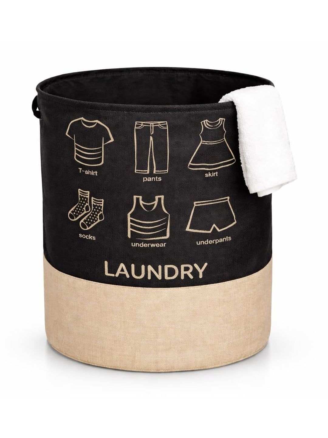 DecorTwist Black Jute Laundry Bag-image-36